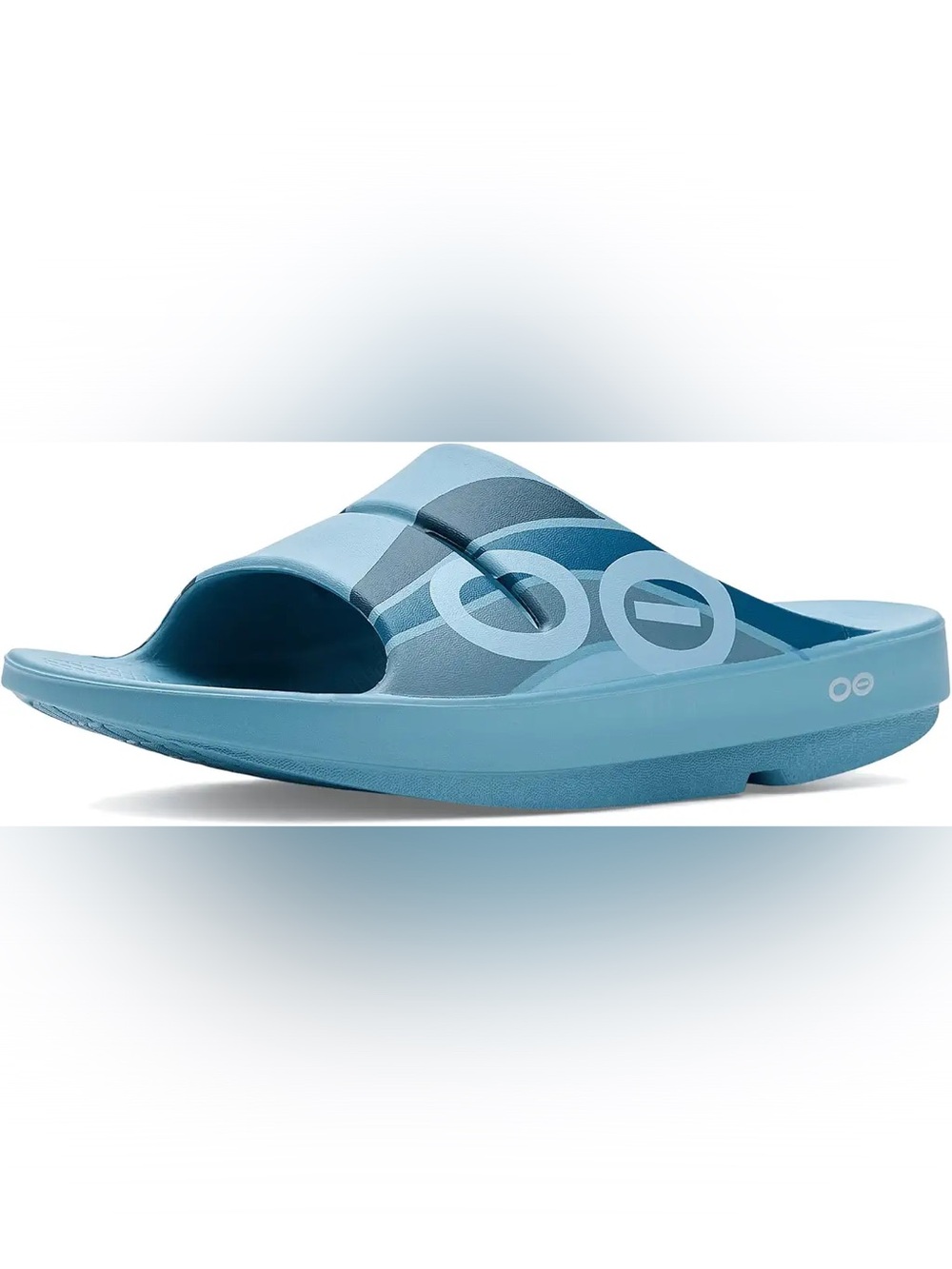 OOFOS Men's Slide Sandal in Light Blue Multi-Tone